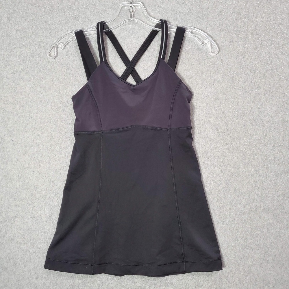 Lululemon Women Activewear Top 4 Black Ace Tank Top Workout Training Tennis